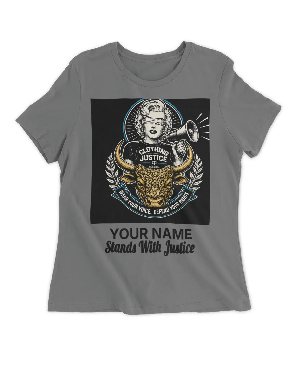 I Stand For Justice *PERSONALIZABLE*-Fitted Women’s T-Shirt
