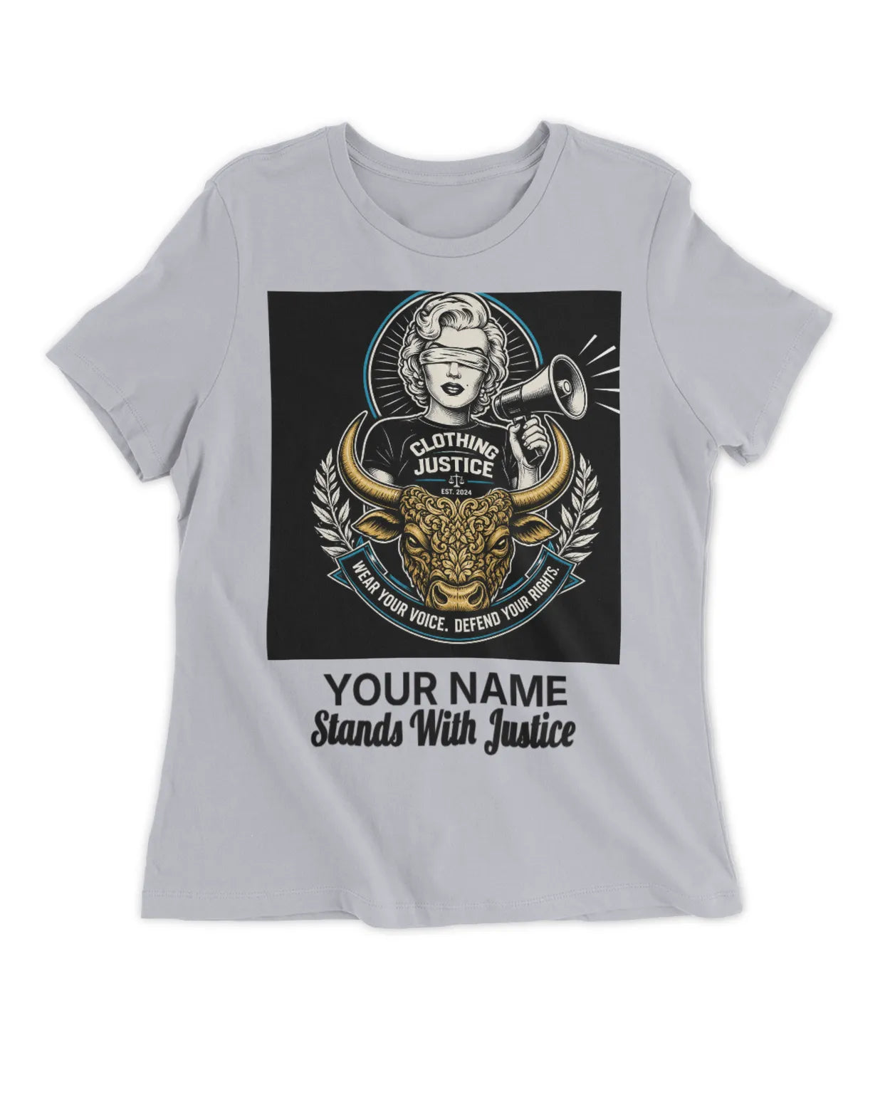I Stand For Justice *PERSONALIZABLE*-Fitted Women’s T-Shirt