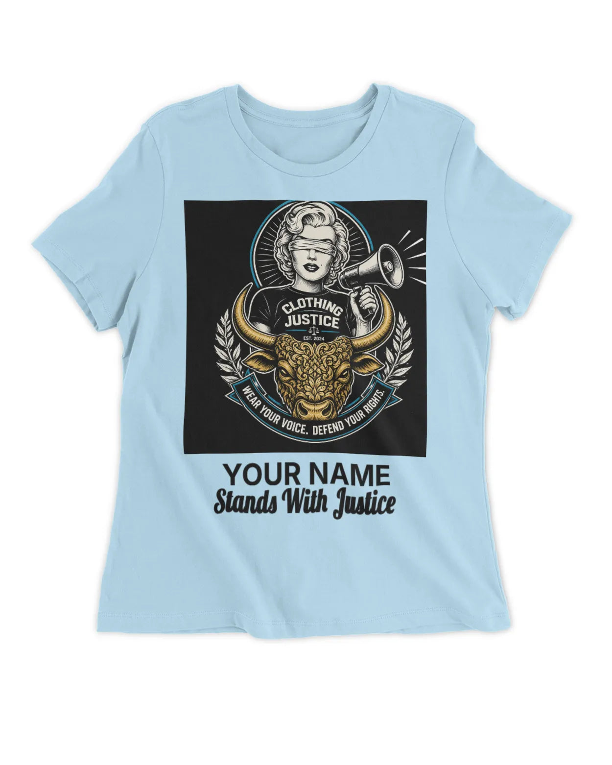 I Stand For Justice *PERSONALIZABLE*-Fitted Women’s T-Shirt