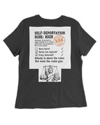 Self-Deportation Risk Tee — Orange Women’s Fitted T-Shirt | Clothing Justice