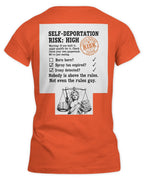 Self-Deportation Risk Tee — Orange Women’s Fitted T-Shirt | Clothing Justice